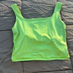 The North Face Women's Chartreuse Cropped Tank Top Built in Bra Size Large